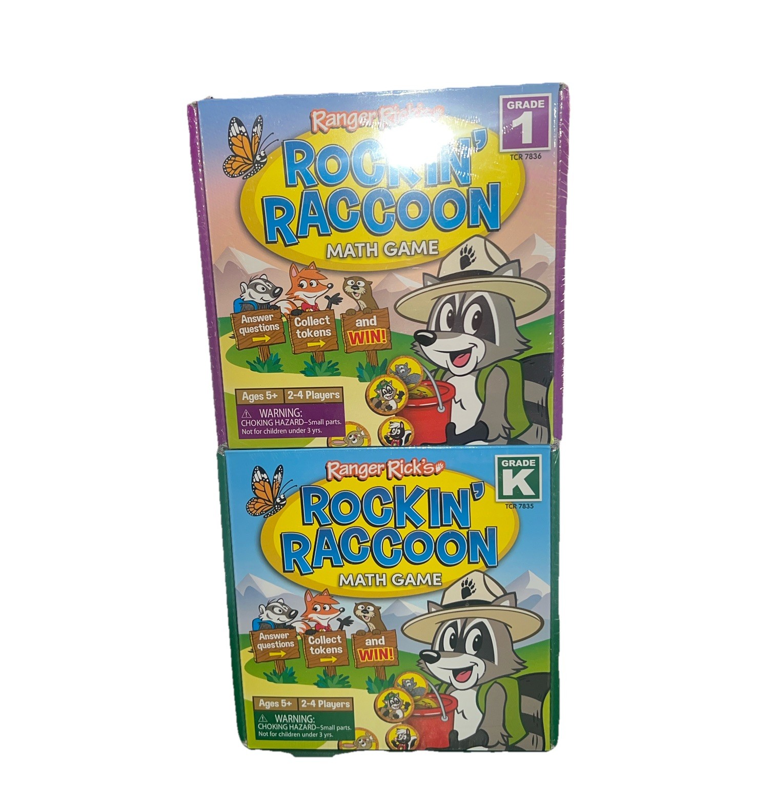 Ranger Rick’s Rockin Raccoon Math Games(2), New/Sealed,Grades K & 1, 2-4 Players