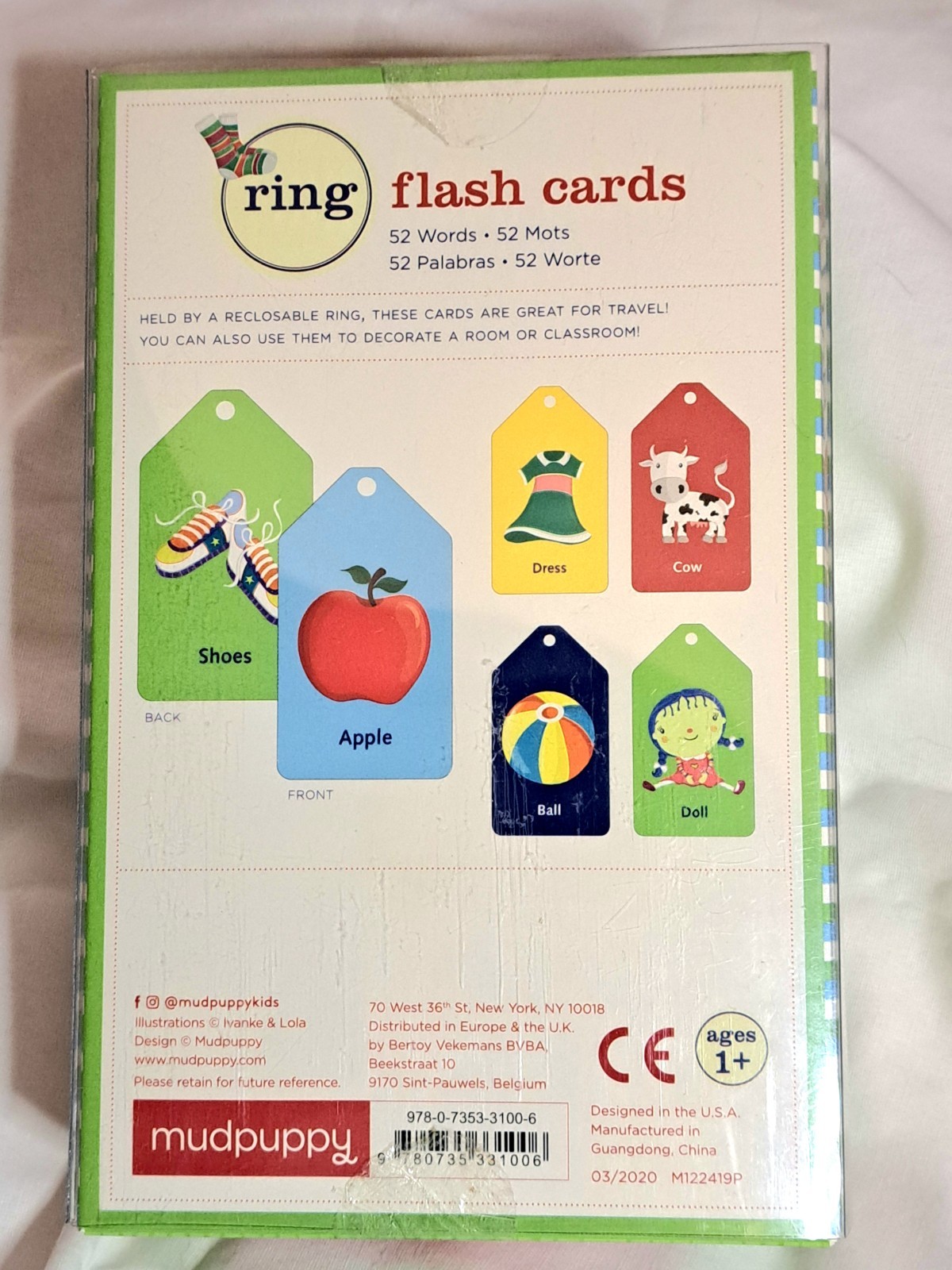 Mudpuppy My First Words Ring Flashcards 26 Double-Sided Cards for Toddlers NEW