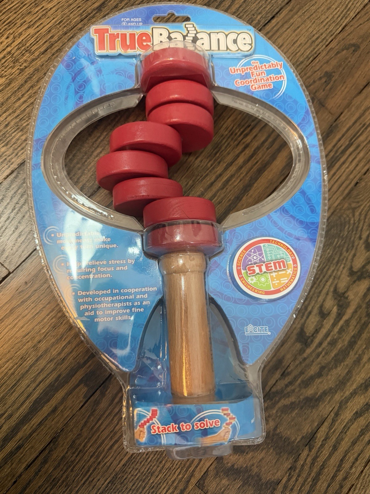True Balance Handheld Wooden Toy by Excite “STEM” Coordination New/Sealed – Red