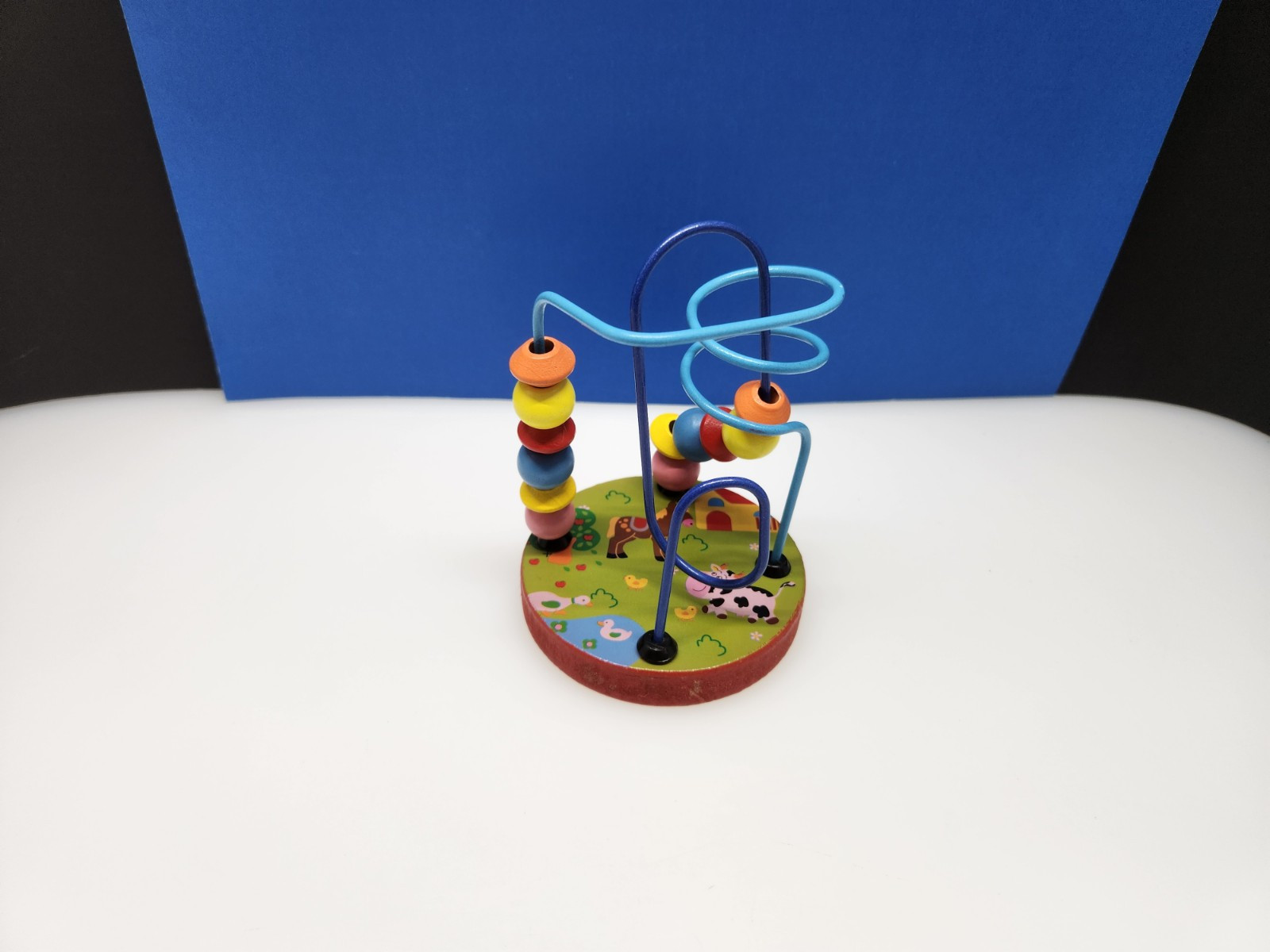 Vintage Mini Rollercoaster Bead Maze Wood Wire Toy Multicolor Small