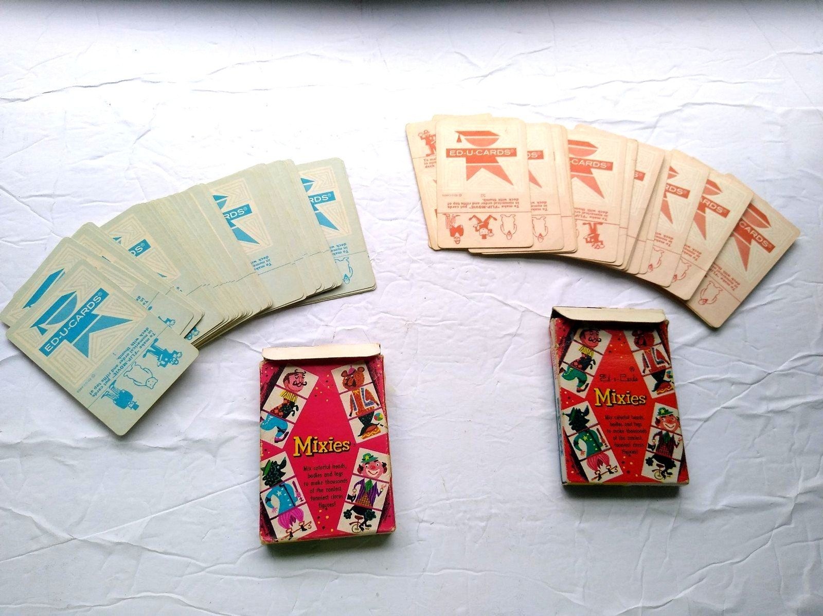 Vintage lot of 2 Mixies Card Game Flip Movie Backs COMPLETE (1956)