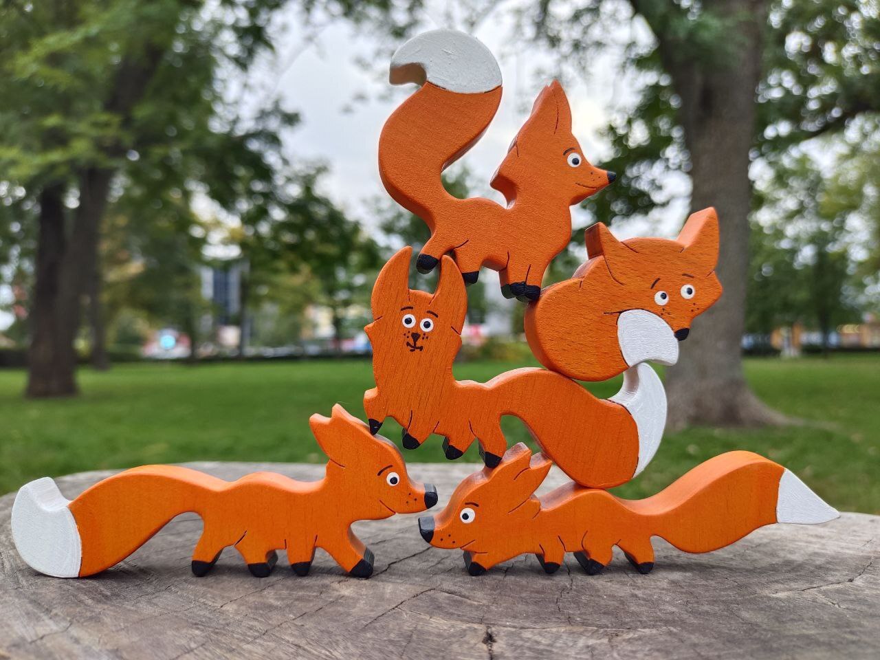 Wooden Toy Fox Family, Educational Toy