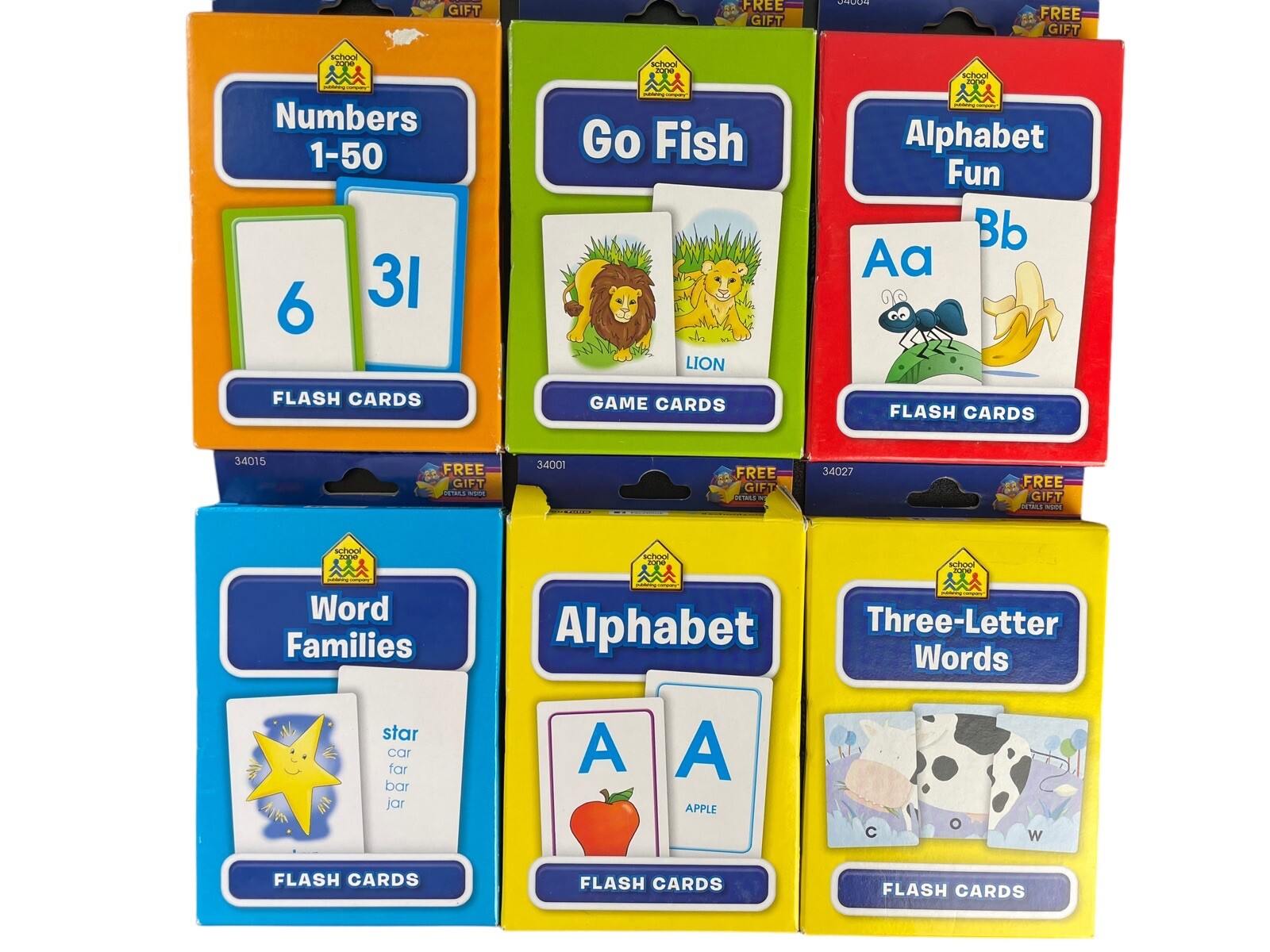 School Zone Flash Cards 6 Set Alphabet Letters Numbers Lot Ages 3 And Up Teacher