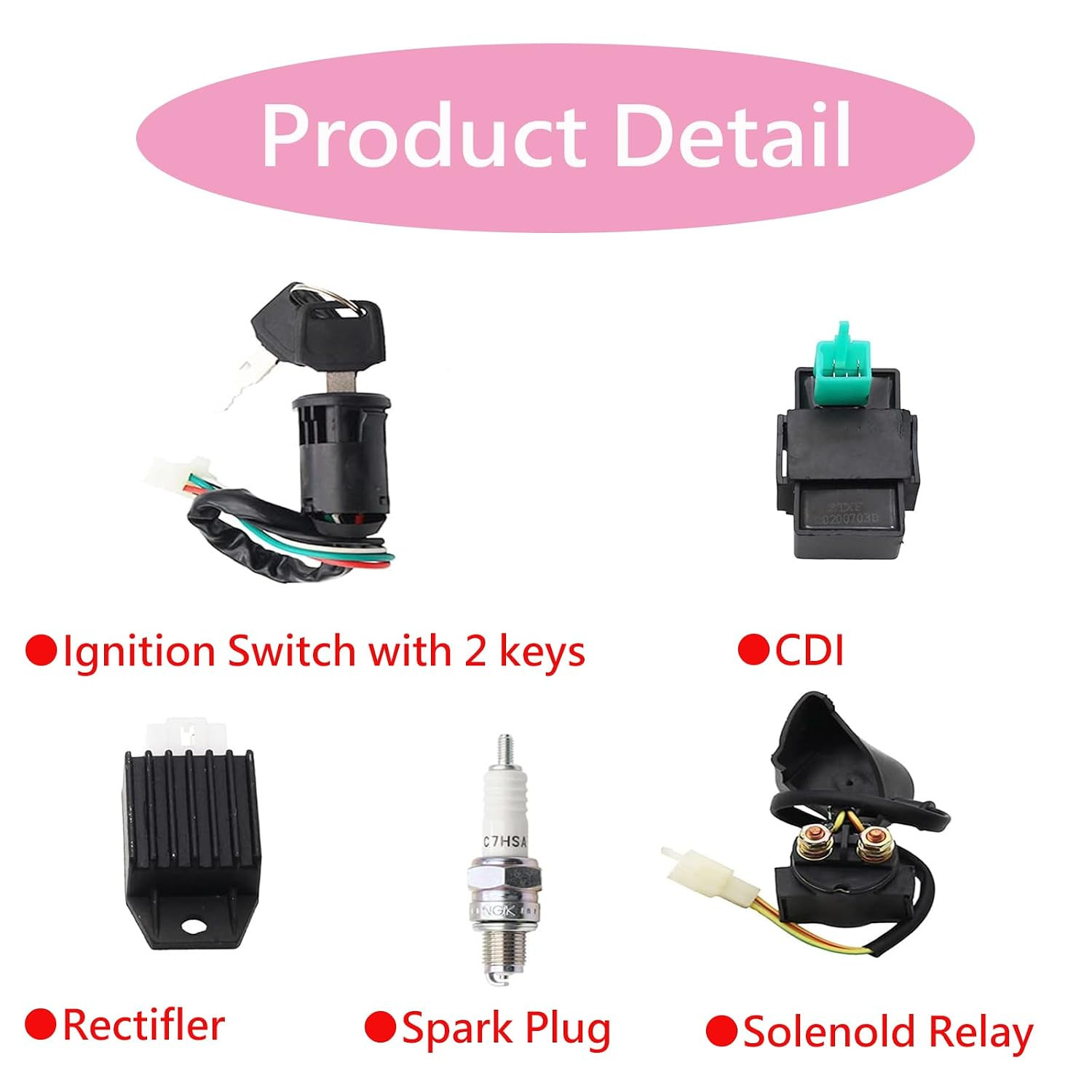Full Wiring Harness Coil CDI Spark Plug Kits for 50Cc 70Cc 90Cc 110Cc 125Cc 140C