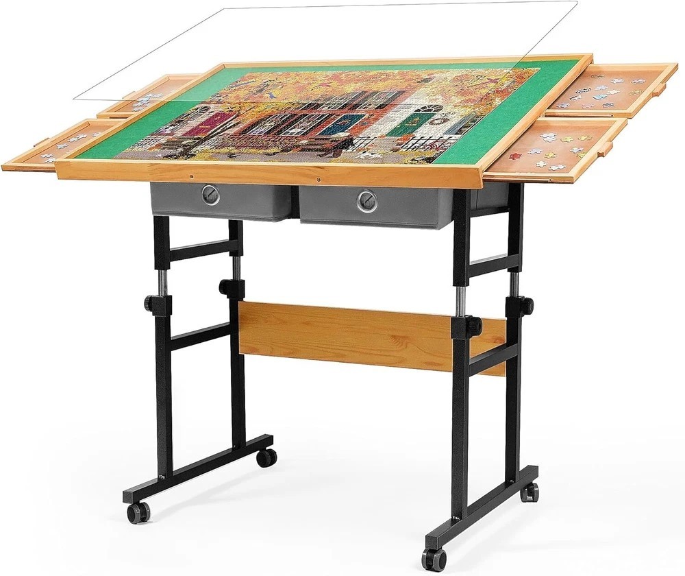 Puzzle Table with Wheels, for 1500 Pieces with Drawers and Cover, 34.25″ x 25.2″