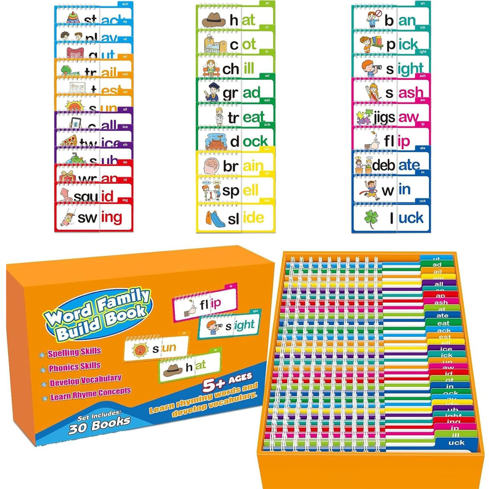 30 Read And Rhyme Flip Books Word Family Build Book Educational Reading Games