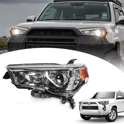 14-20 Toyota 4Runner Halogen Headlight Left Driver Chrome Housing Amber