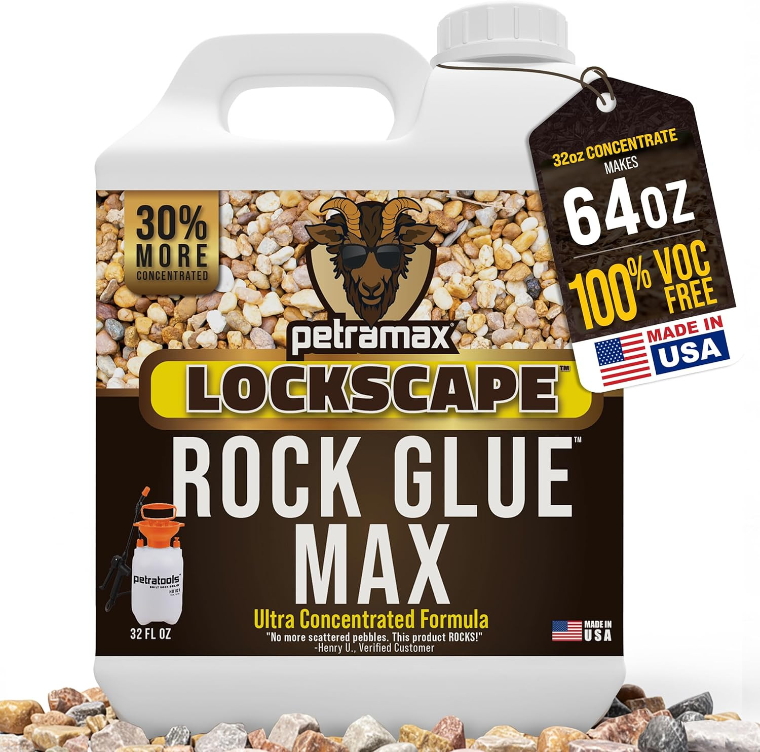 Max Rock Glue for Landscaping, 32 Ounce – Ground Coverage & Pet Safe Mulch Glue