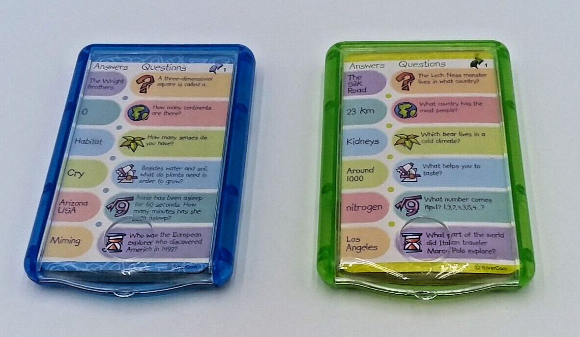 Quizzical Cards With Deck Holder Greenbrier International Lot of 2 Blue & Green