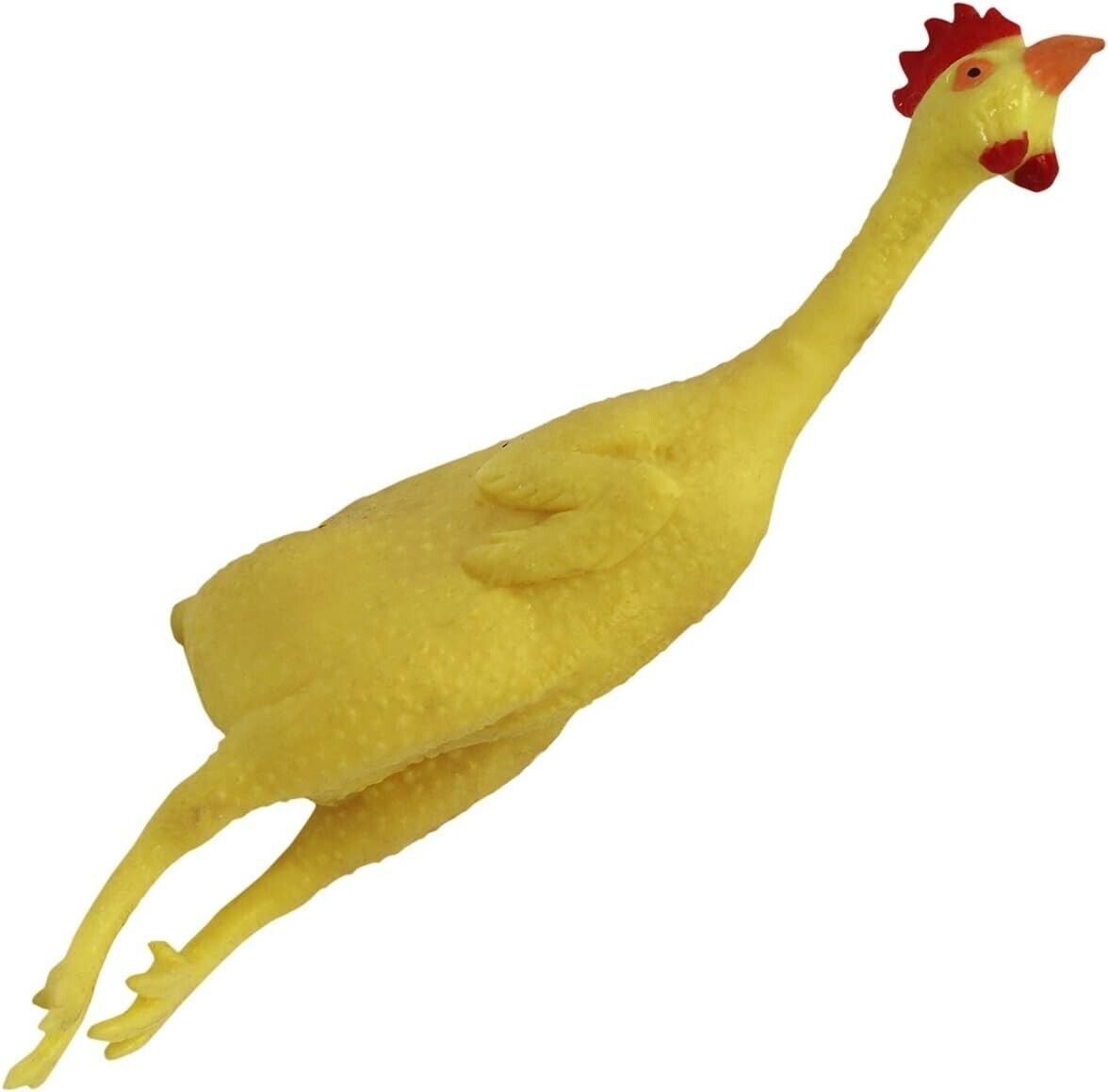 4 STRETCH RUBBER CHICKEN 8″ GAG GIFT STRETCHABLE SQUEEZE STRESS RELIEF TOY PARTY
