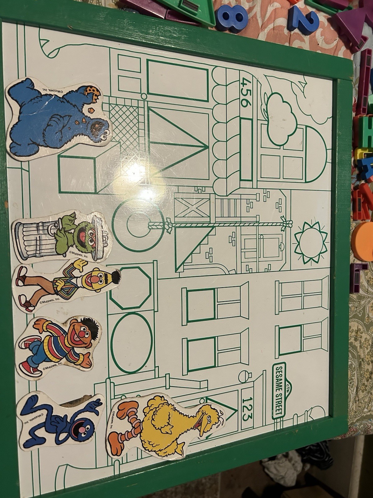 Vtg 1970s Sesame Street Magnet ABC Shapes Activity Learning Board Ernie Big Bird