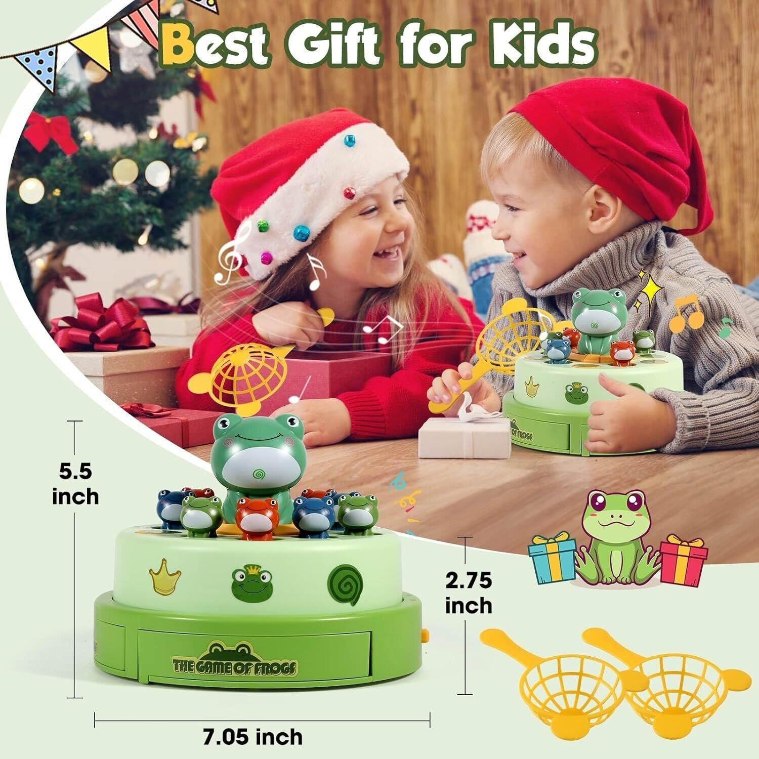 Boys Girls Frog Pop Out Catch Toys for Ages 3-13, Music Rotate Launch
