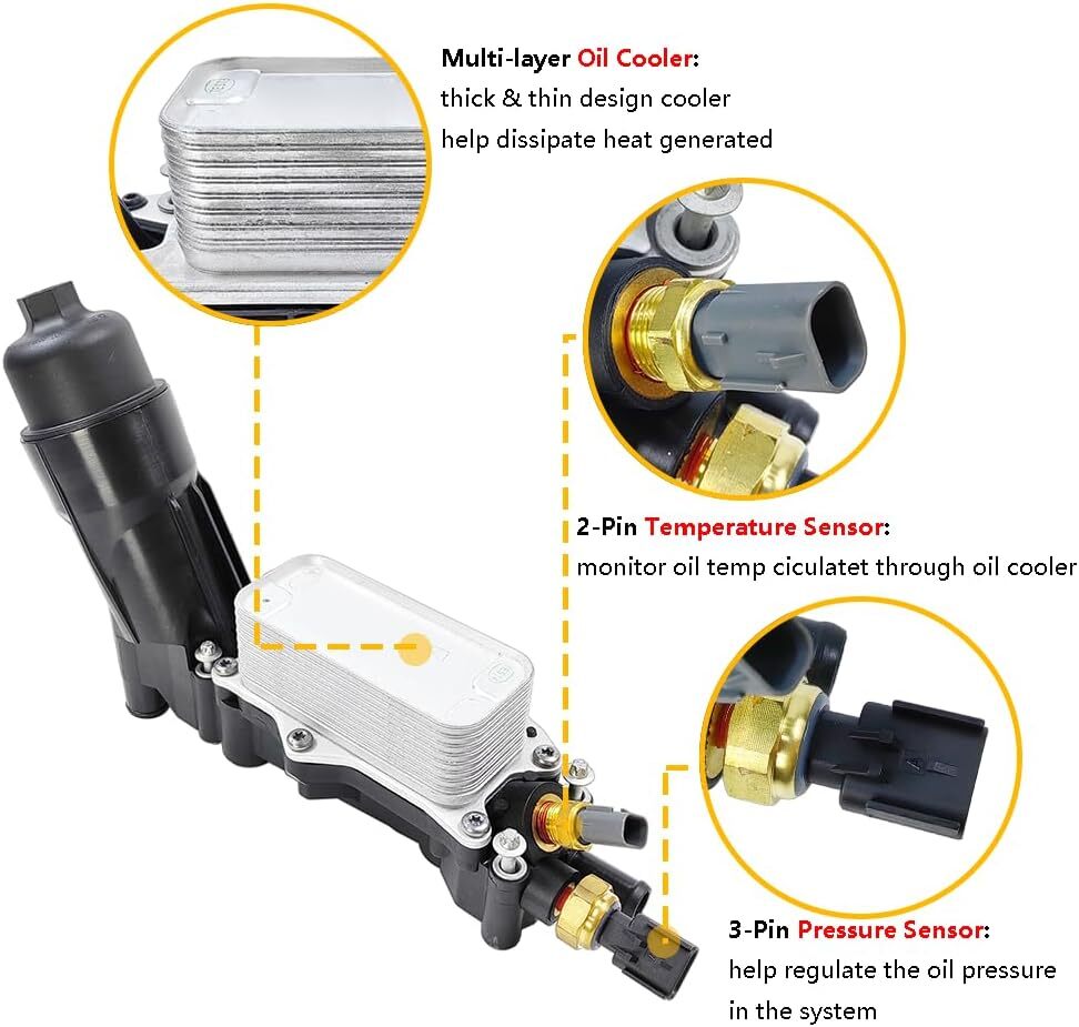 Engine Oil Cooler & Oil Filter Housing Assembly | Fit for 2014-2016 Chrysler 200
