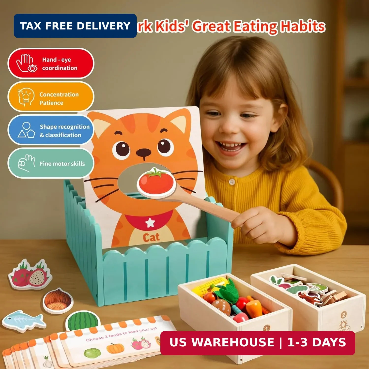 INIFEIDALA Montessori Farm Learning Game with Challenge Cards for Toddlers 3-5 –