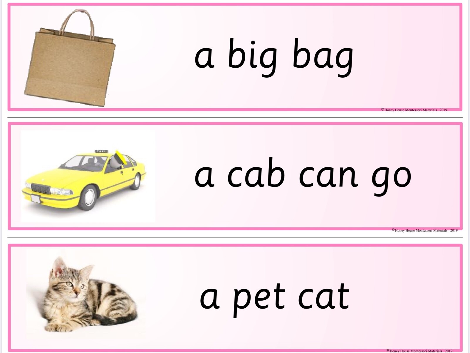 PINK SERIES | Montessori Activity – Reading Phrases | Educational Material