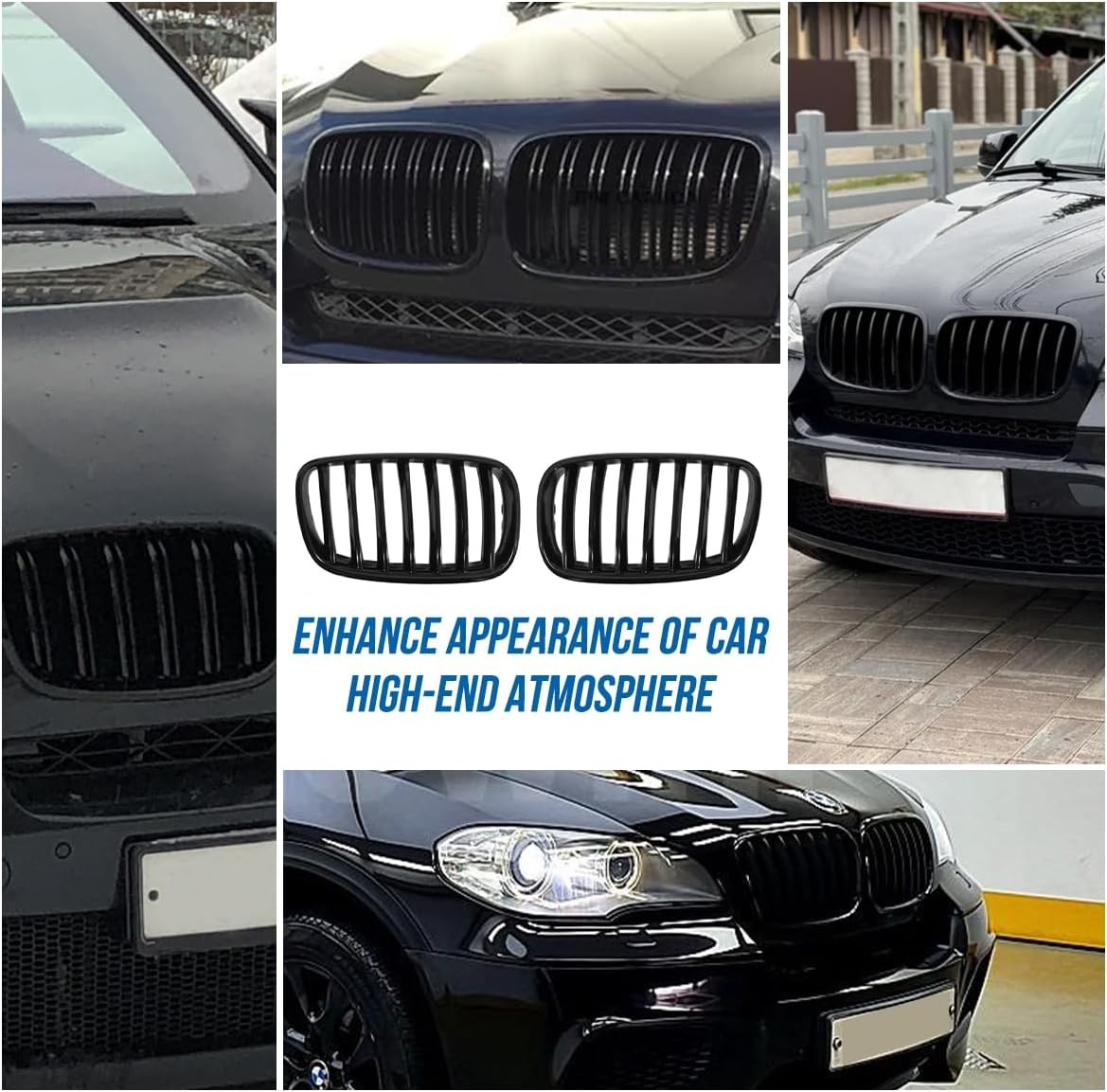 Front Grill Grille Compatible with 2007-2013 BMW X5 E70 2008-2014 BMW X6 E71,…