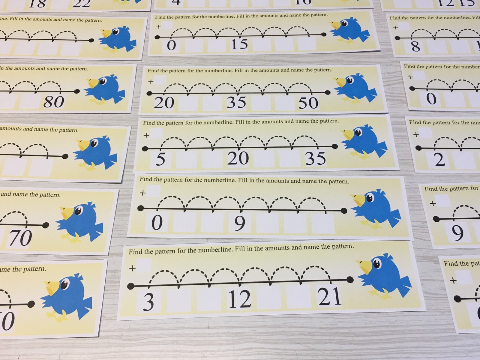 Math Center – Skip Counting 2s, 3s, 5s, &10s – 21 Laminated Activity Strips