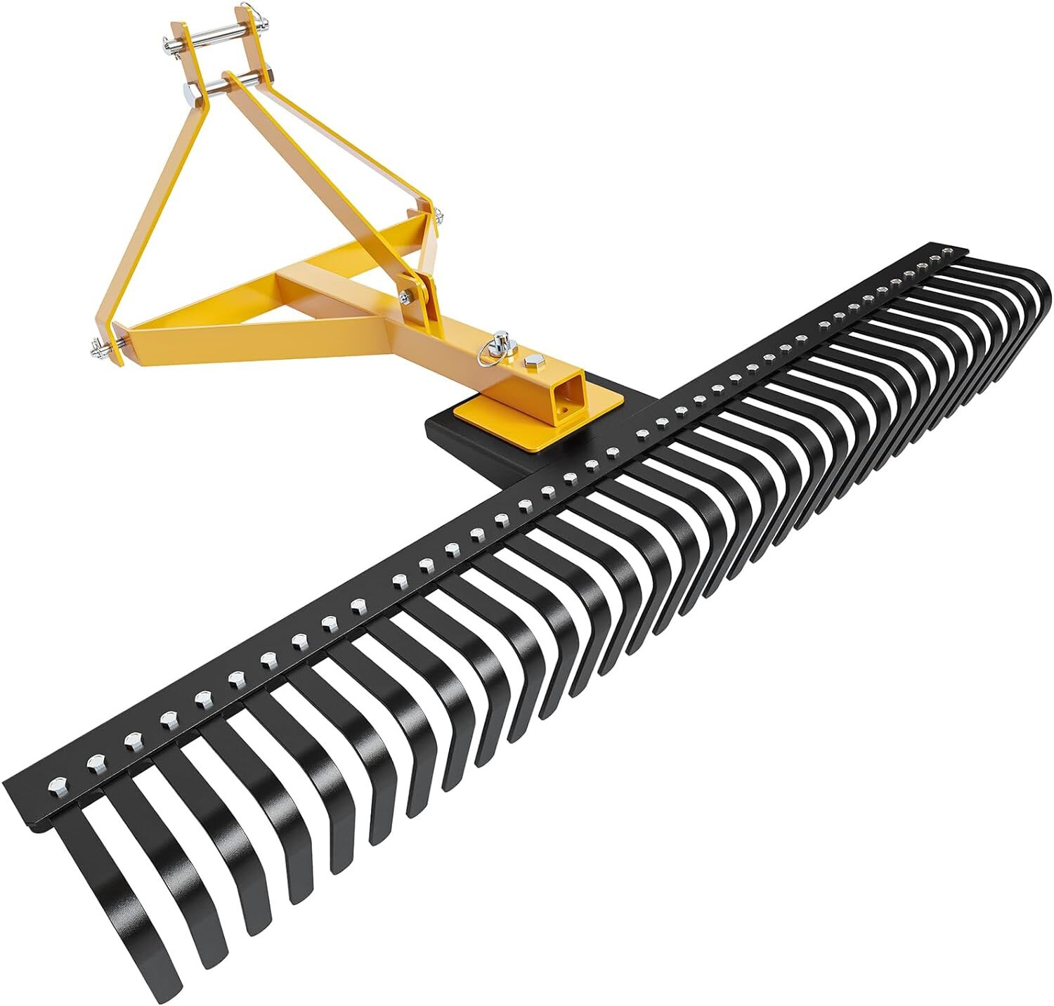 60″ Tractor Rake, Landscape Rock Rake, 3-Point Lawn Dethatcher Attachments, Fits