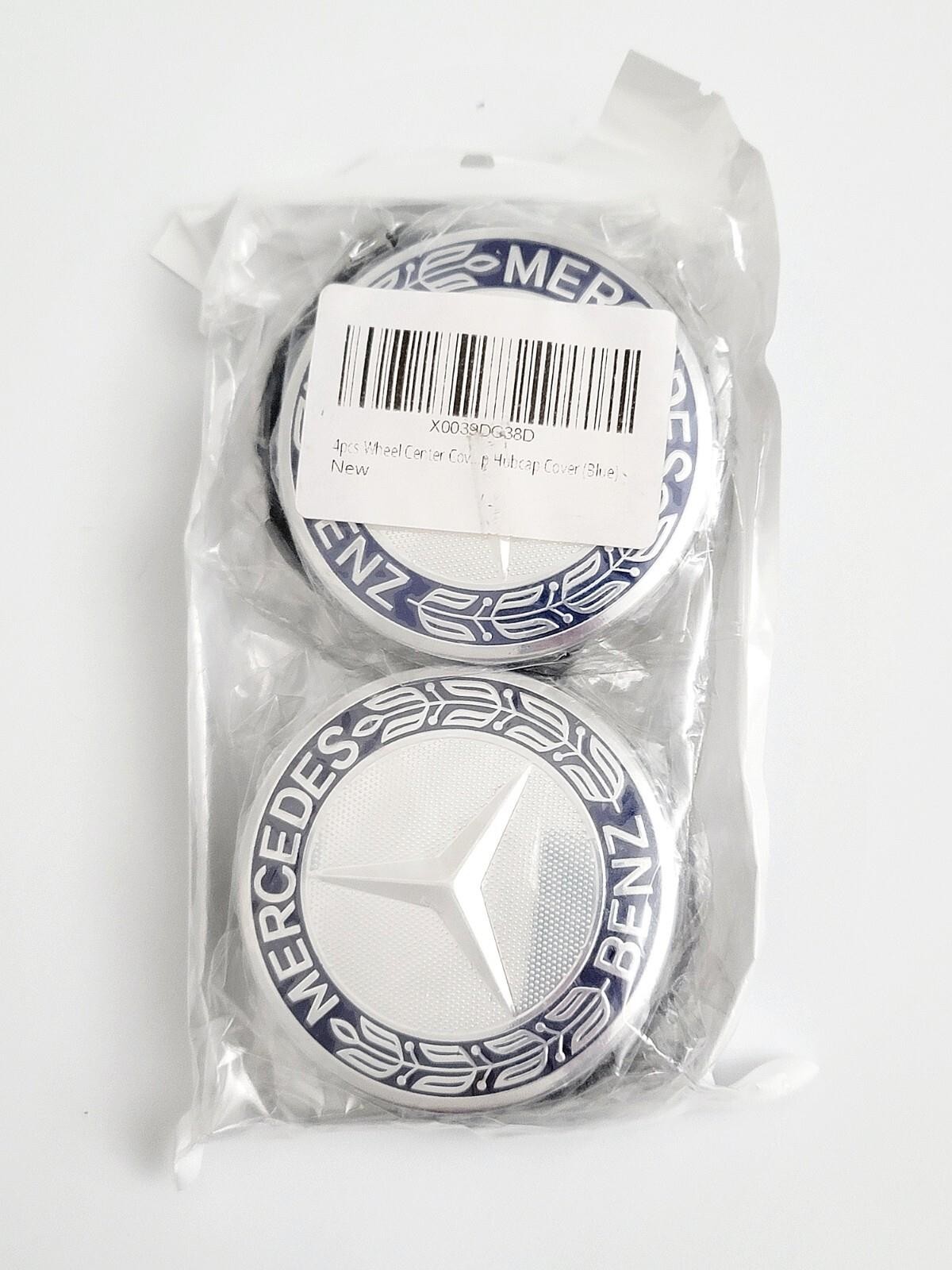 4 PACK Replacement Hubcap For Mercedes Benz Wheel Center Cap Wheat Blue Wreath
