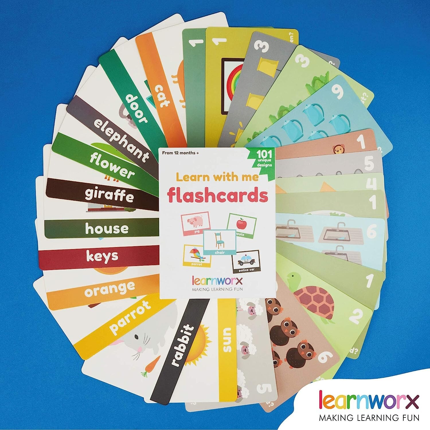 LearnWorx 101 Baby Flash Cards – 202 Sides – Learn Objects, Numbers & Play Games