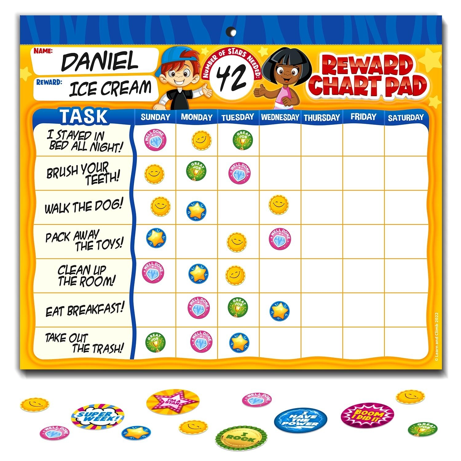 Behavior Reward Chart System – Pad with 26 Chore Charts for Kids, 2800 Sticke…