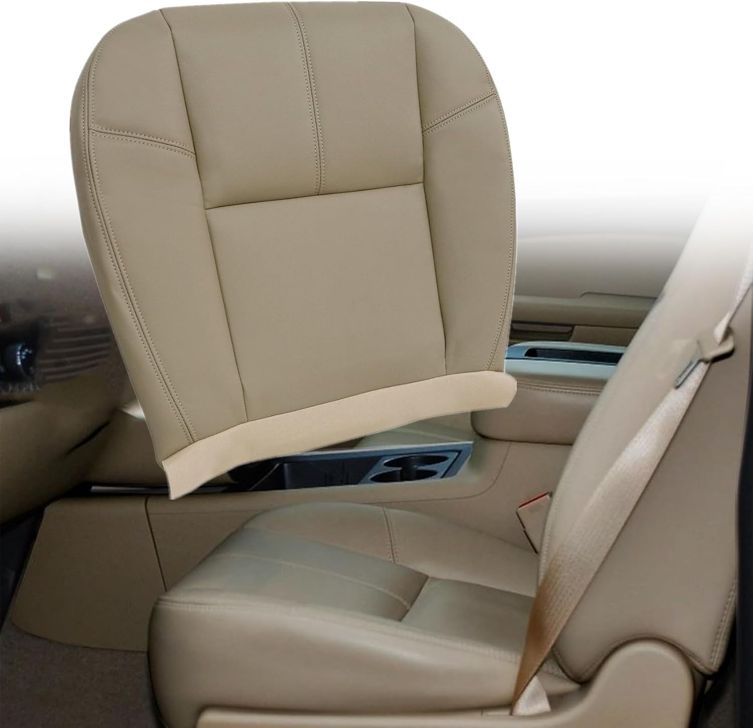 FZJDSD Tan Driver or Passenger Side Bottom Microfiber Leather Replacement Seat