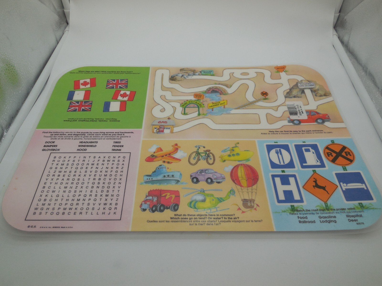 AH Table Desk Placemat Geography Reversible US Map, World Map Wall Poster Lot