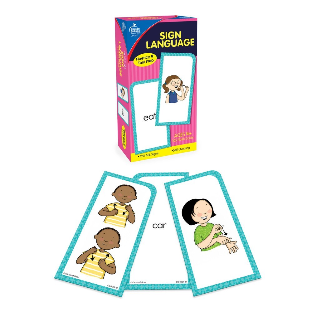 Carson Dellosa American Sign Language Flash Cards, 122 ASL Signs 105 Cards