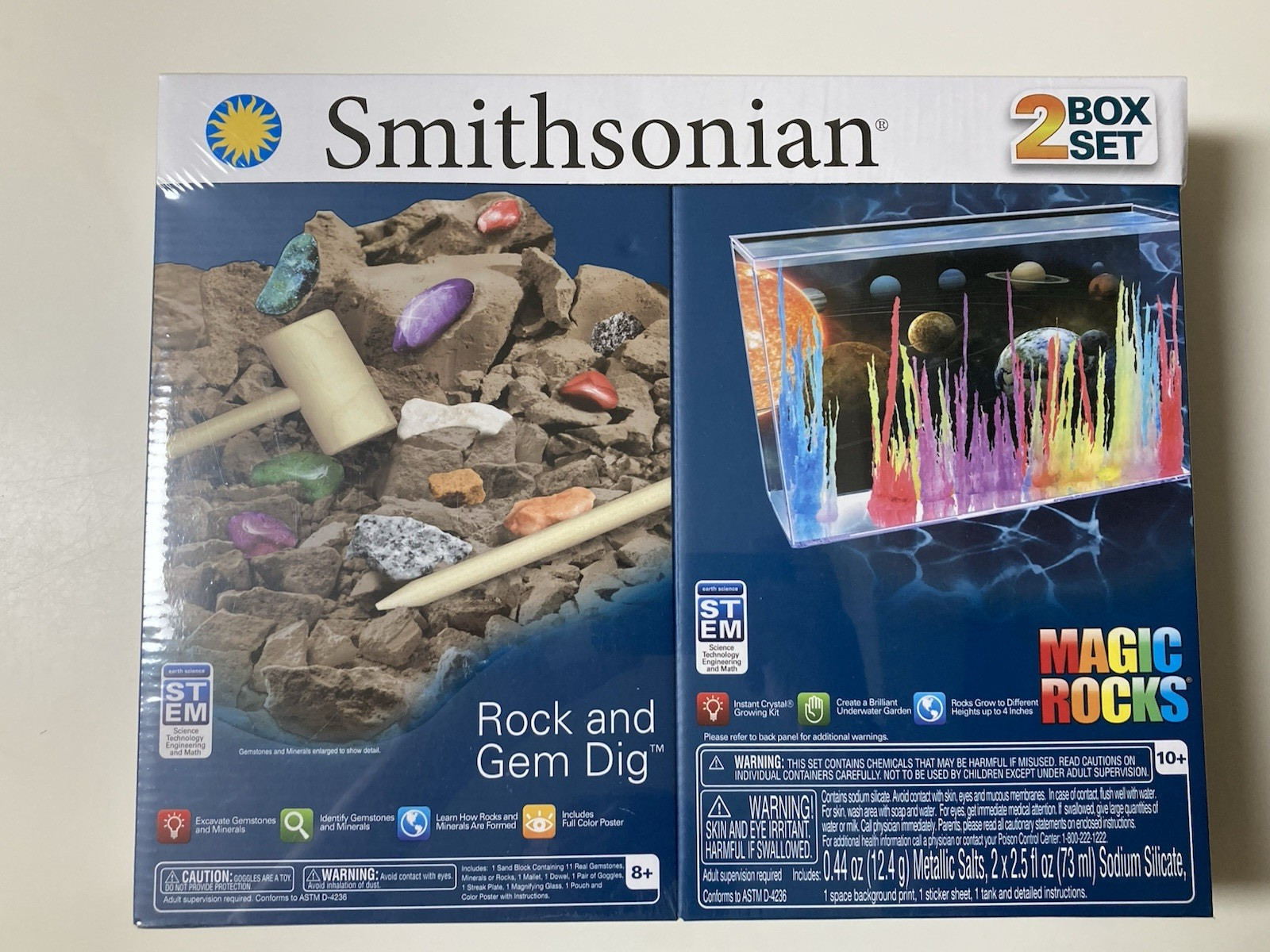 Smithsonian STEM Activity Kits 2 Box Set Magic Rocks + Rock & Gem Dig New Sealed