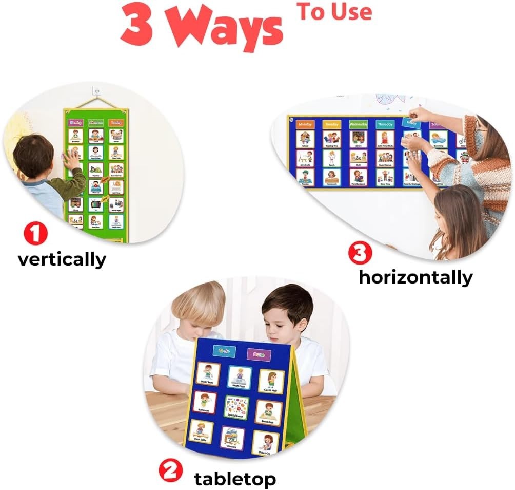 Large Double-Sided Visual Schedule Chart for Kids – 109 Activity Cards Included