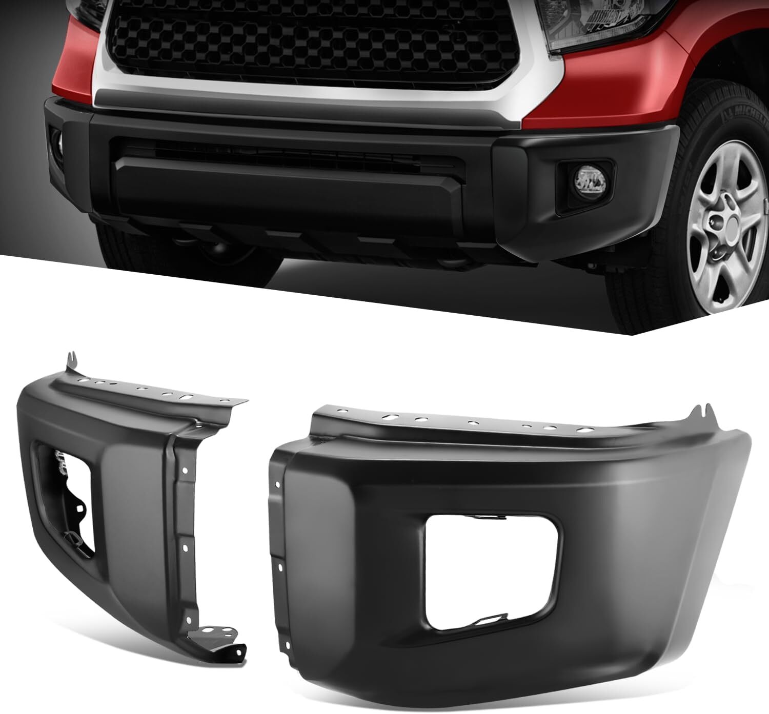 14-21 Toyota Tundra Front Bumper Impact Extension Pair Non Parking Senser Hole