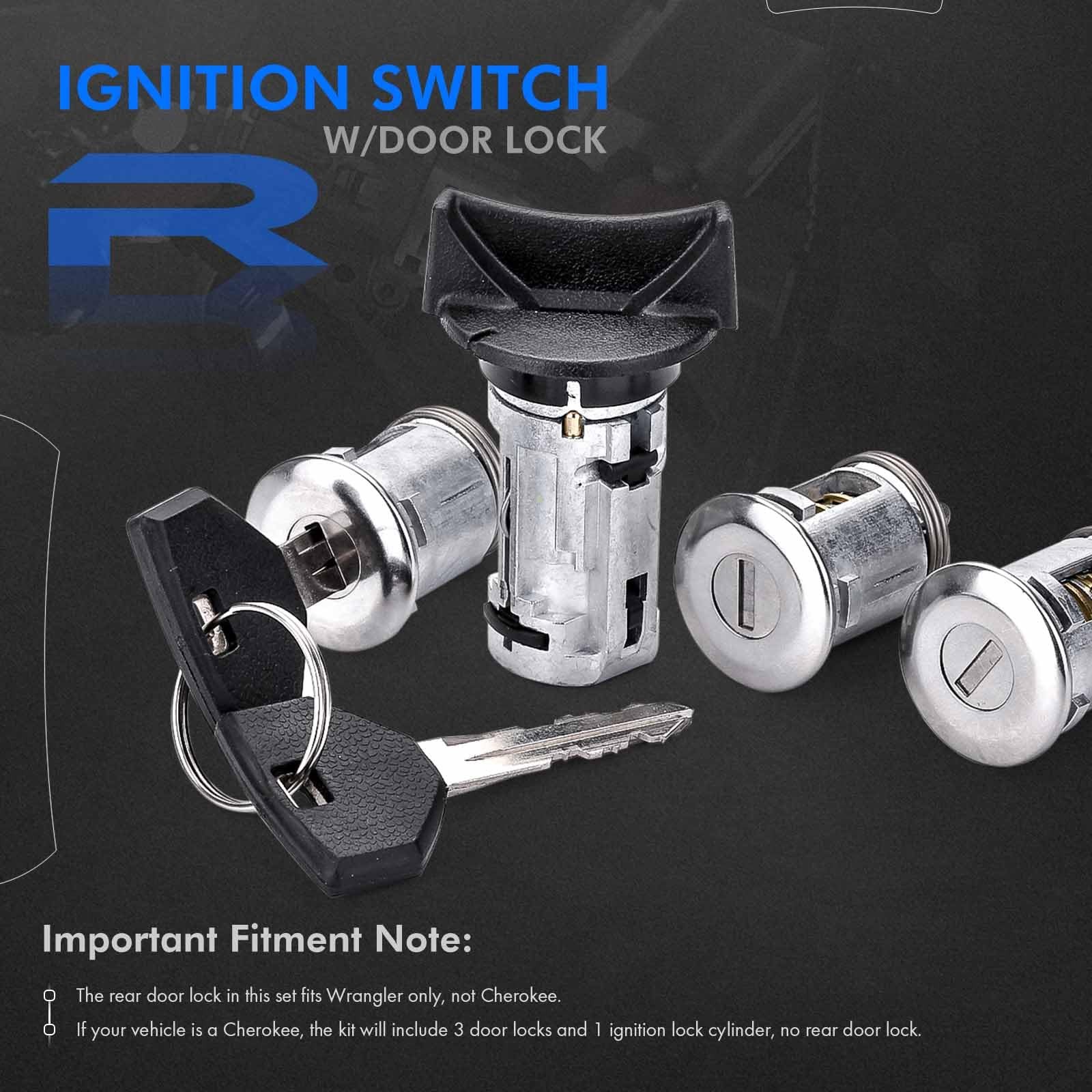 Ignition Switch Lock Cylinder with Door For Wrangler YJ 1991-1996, Silver