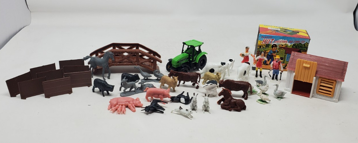 Mixed Lot Miniature Farm Animals Figures Tractor Fences & More