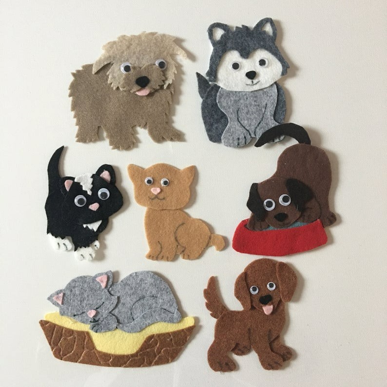 Perfect Pets -Fish-Repitles- Dogs-Cats Sample Set for Felt /Flannel Board Play