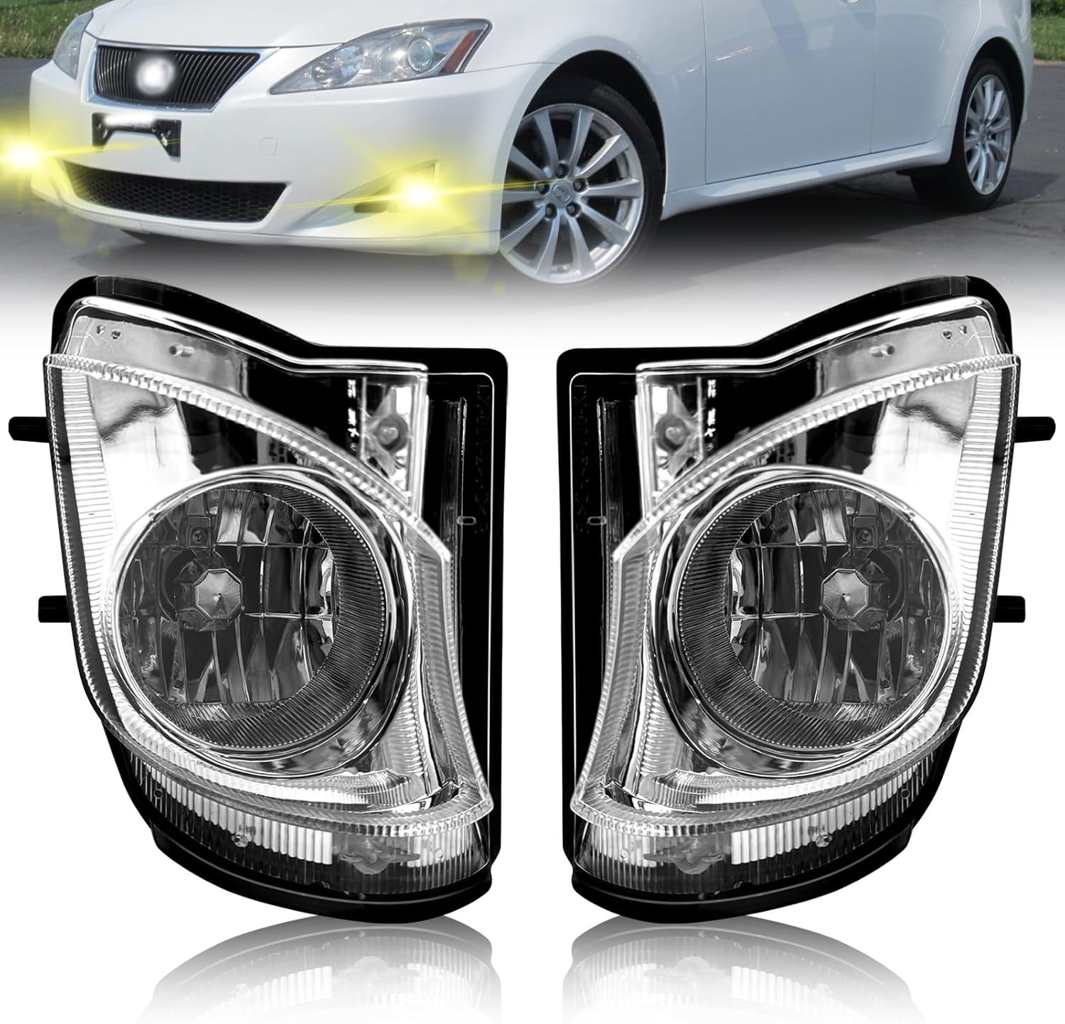 Fog Lights Compatible With 2006-2010 IS250/IS350 Front Bumper Lights Assembly