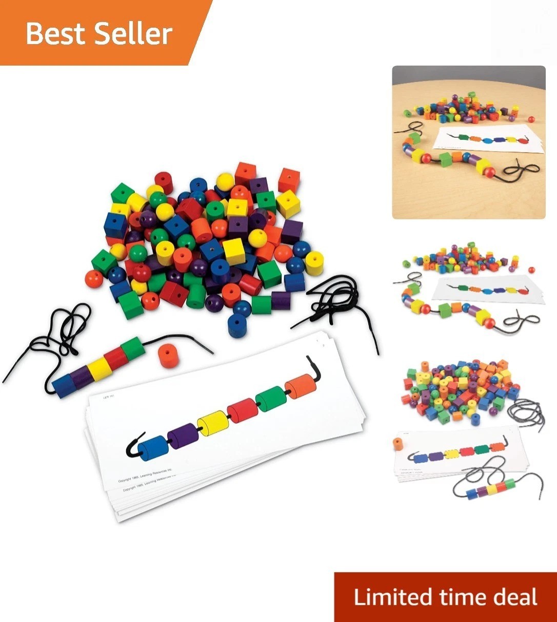 Beads and Patterns Card Set, Lacing Beads, 130 Pieces Ages 3+