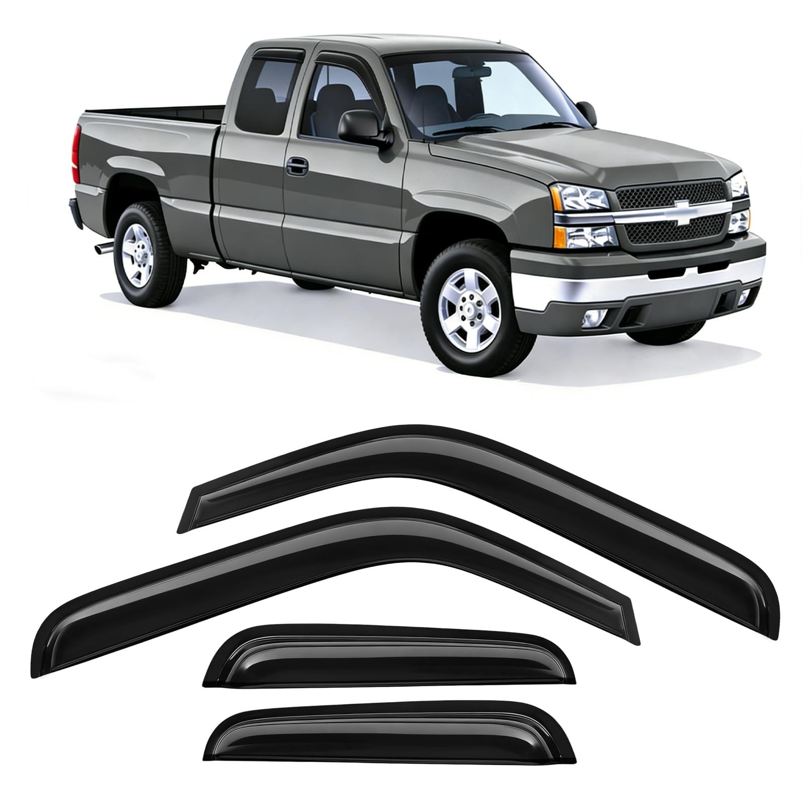 Rain Guards Fit for 1999-2006 Chevy Silverado/GMC Sierra 1500/2500/2500HD Ext…