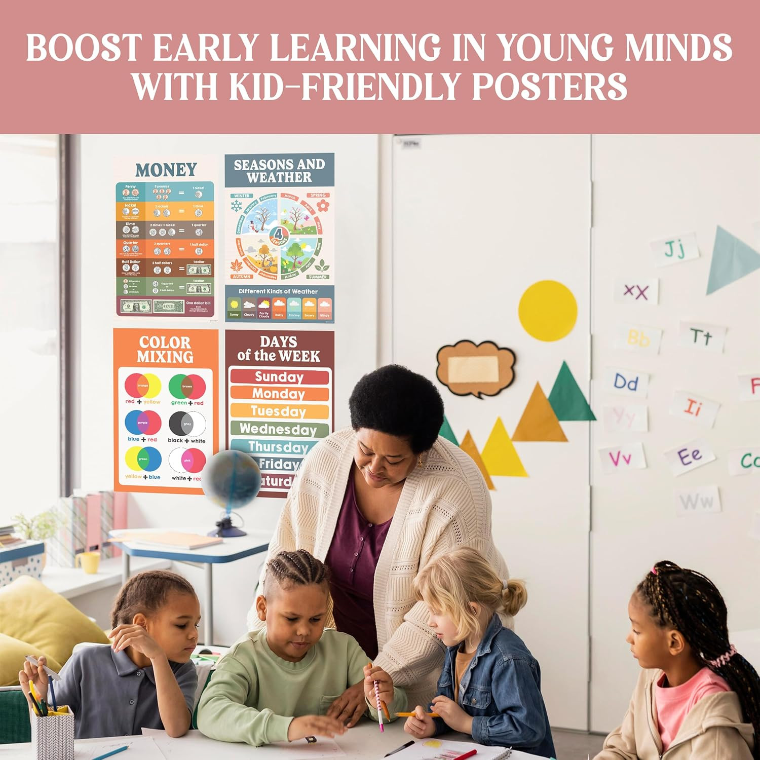 20 Boho Learning Posters for Kids Ages 3-5, 11X17In Educational Matte-Laminated