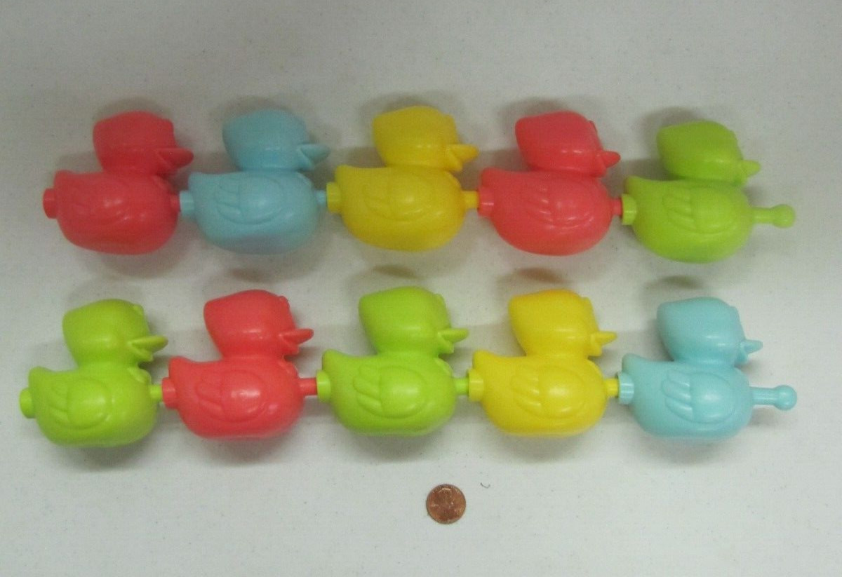 Lot Of 10 Vtg Plastic Ducks In A Row Toddler Snap Pop Beads Toy Quack Duck Birds
