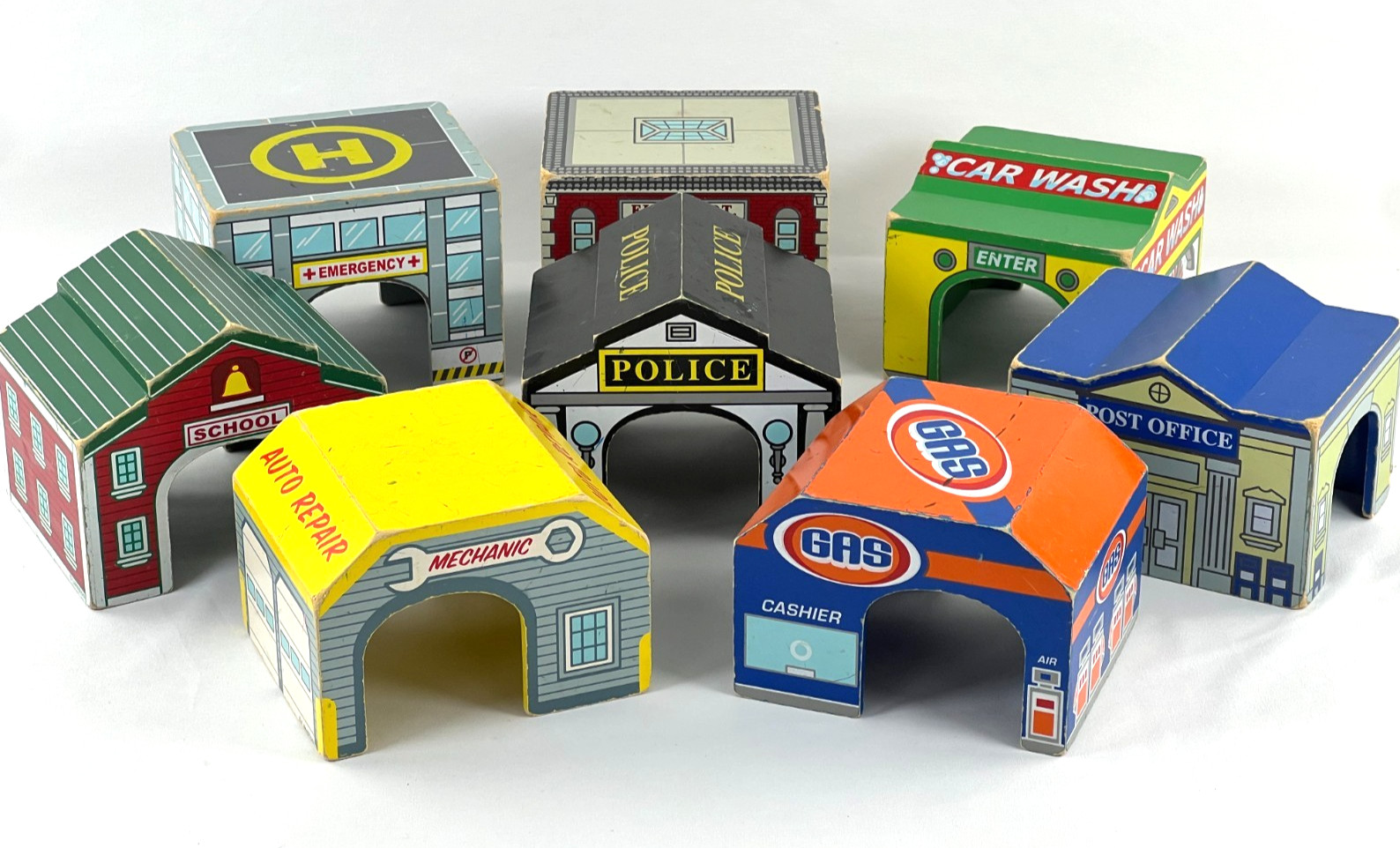 Complete Vintage Set of 8 Lakeshore Drive Through Wooden Community Buildings