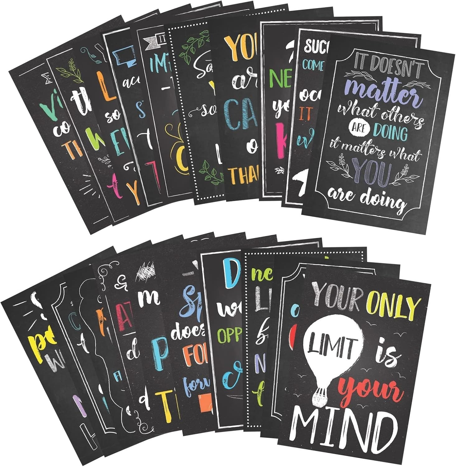 20-Pack 13×19 Inch Motivational Classroom Posters Chalkboard Style Wall Decor
