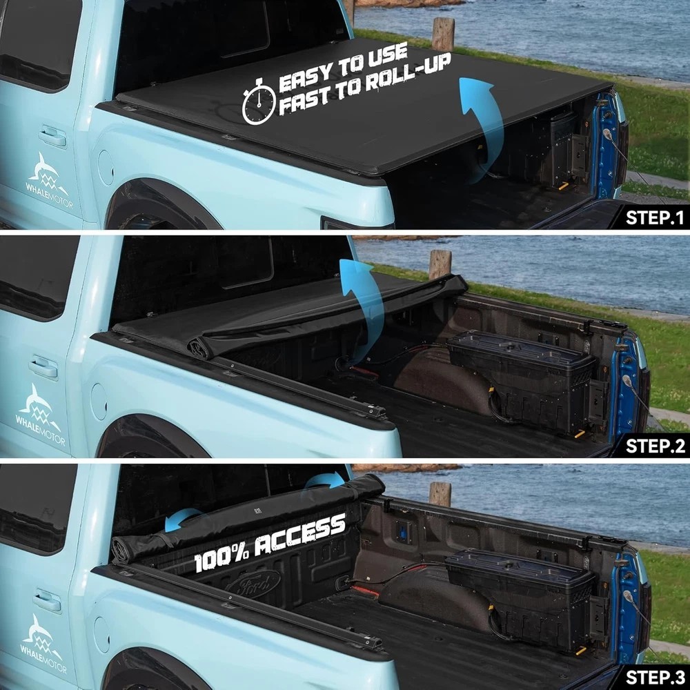 Truck Bed Tonneau Cover Compatible with Ford F150 F-150 2004-2014 5.5 ft Shor…