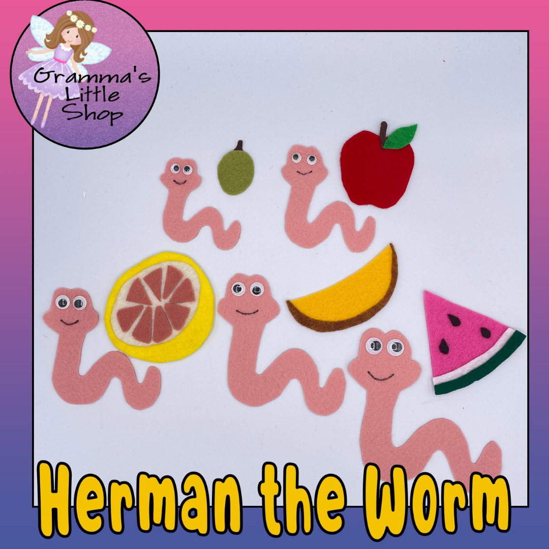  Herman the Worm Felt Story Set – Celebrate Counting, Curiosity, and Fruity Fun