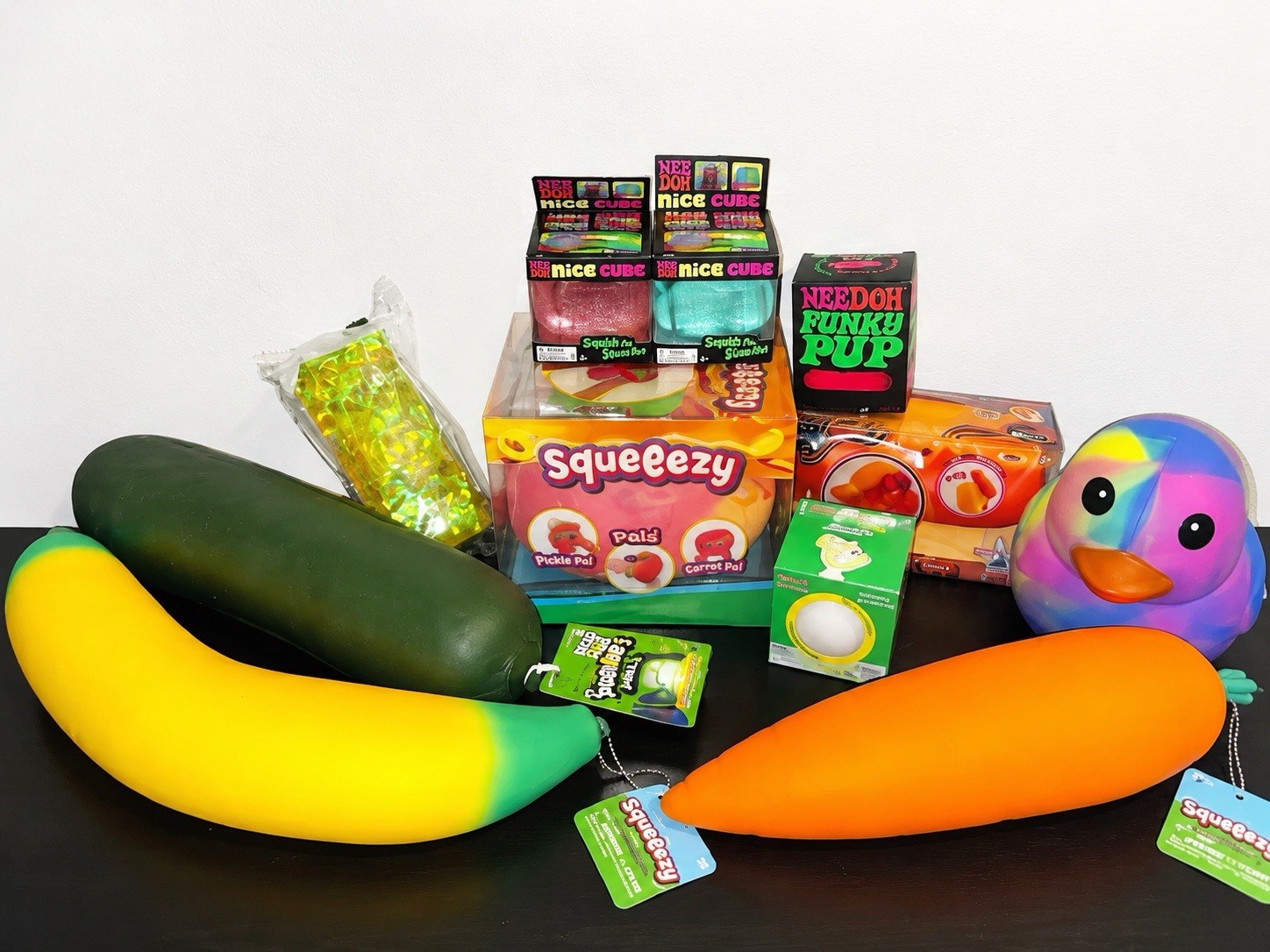 NeeDoh Squishy Toy Lot Nice Cube Funky Pup Glow Ball Banana Peach Duck + MORE!