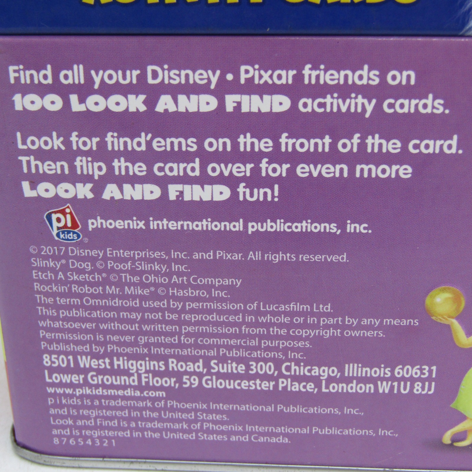 Disney Pixar Look & Find Activity Cards in Metal Box.