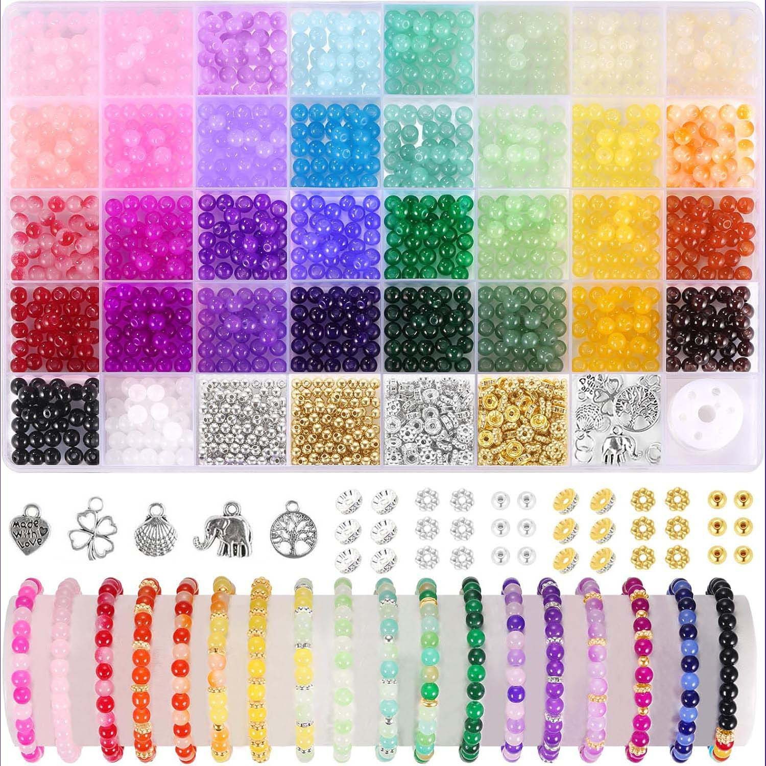 6mm 34 colors 1435pcs glass beads material package set DIY jewelry handmade set