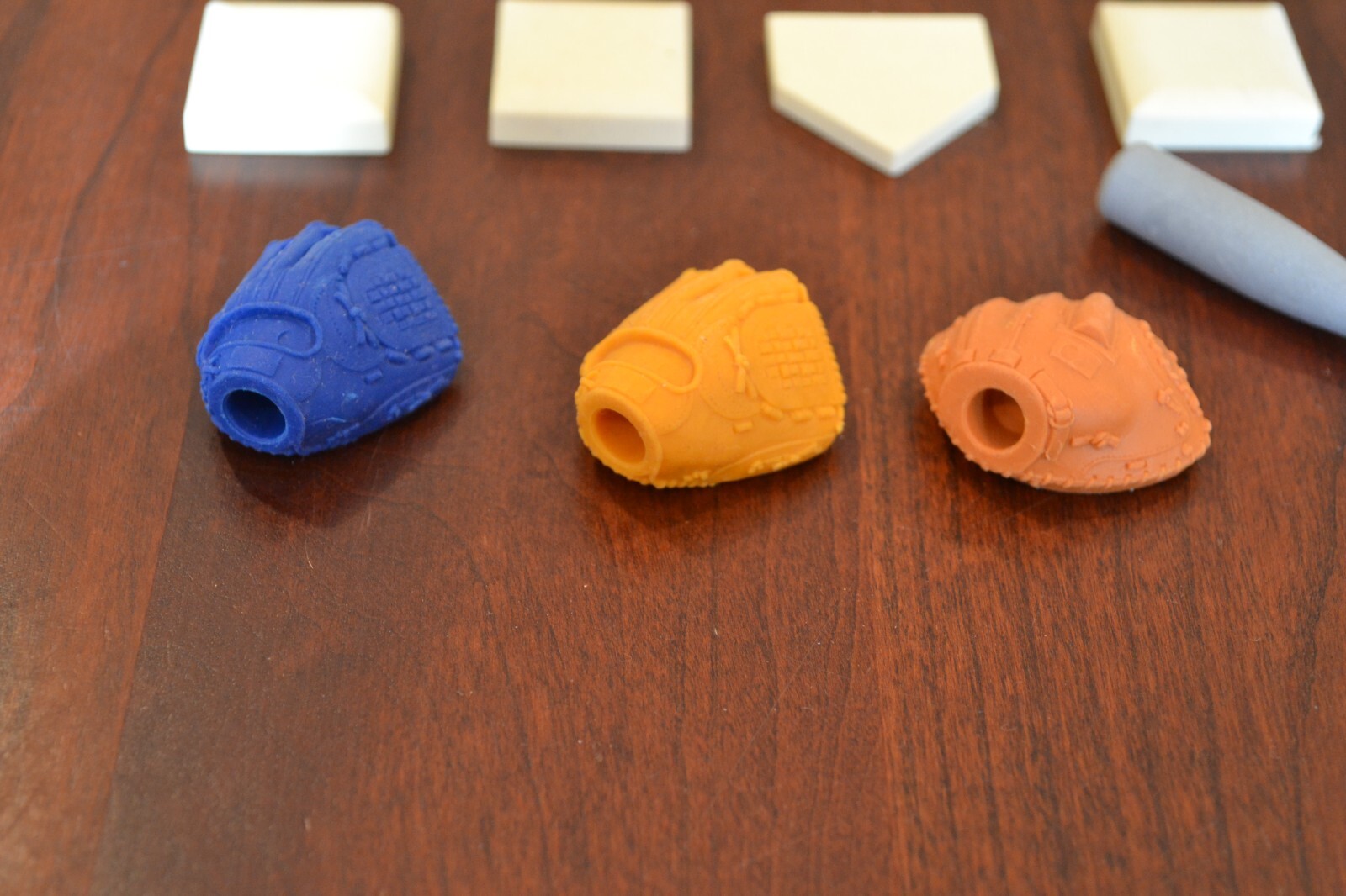 VINTAGE JAPANESE ERASERS BASEBALL THEMED BASES, BAT AND GLOVES SPORTS