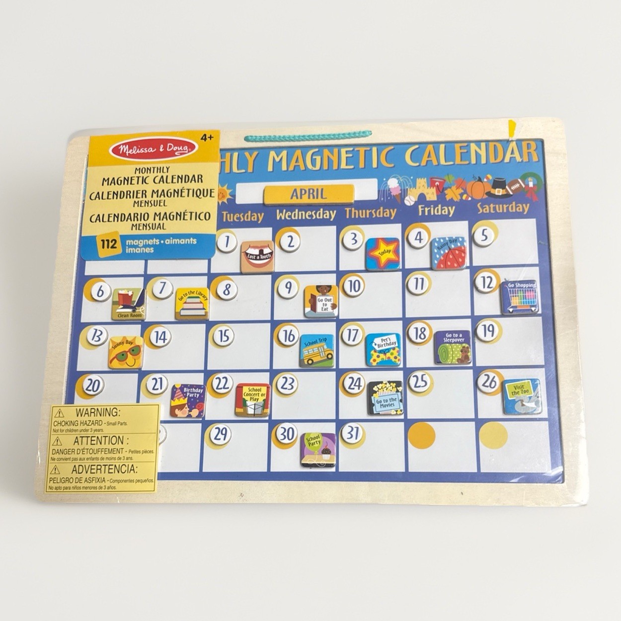 Melissa & Doug Hanging Magnetic Monthly Wall Calendar 112 Magnets