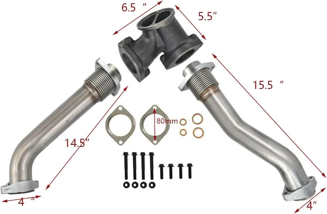 PowerStroke Turbo Diesel Manifold Bellowed Up Pipes Kit Compatible with Ford 199