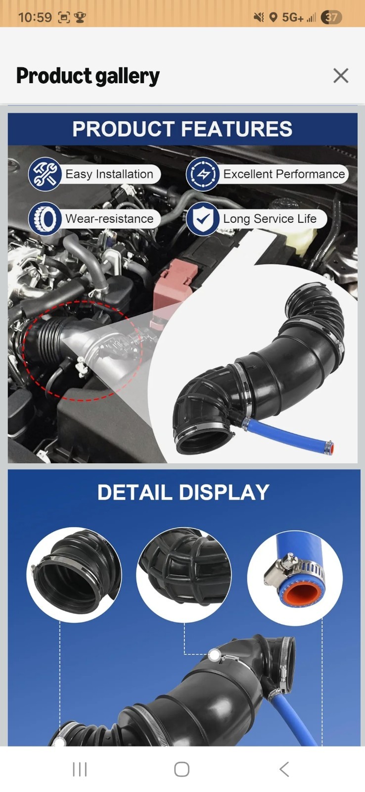 DICMIC 696-207 53032944AC Engine Air Intake Hose Compatible with Dodge Ram 20…